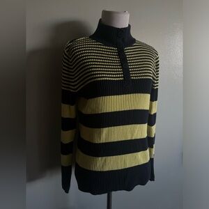 Liz&co Striped Black and Yellow Sweater